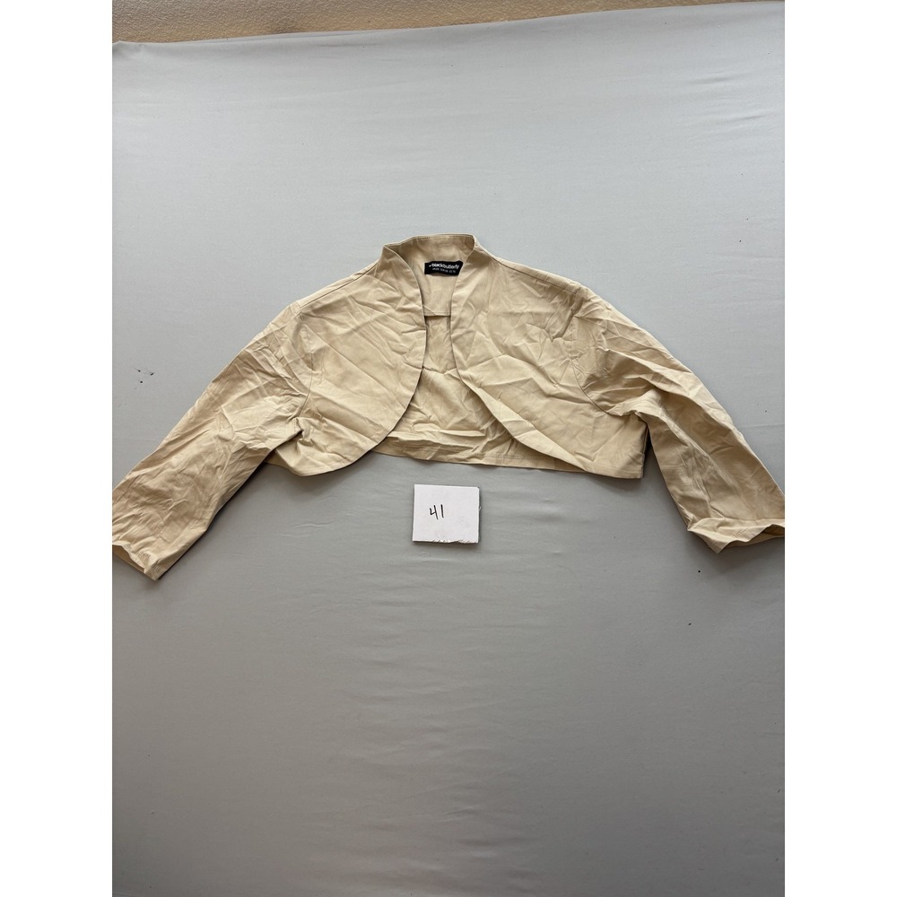 Blackbutterfly Womens Beige Cropped Open Front Bolero Shrug Jacket US 16